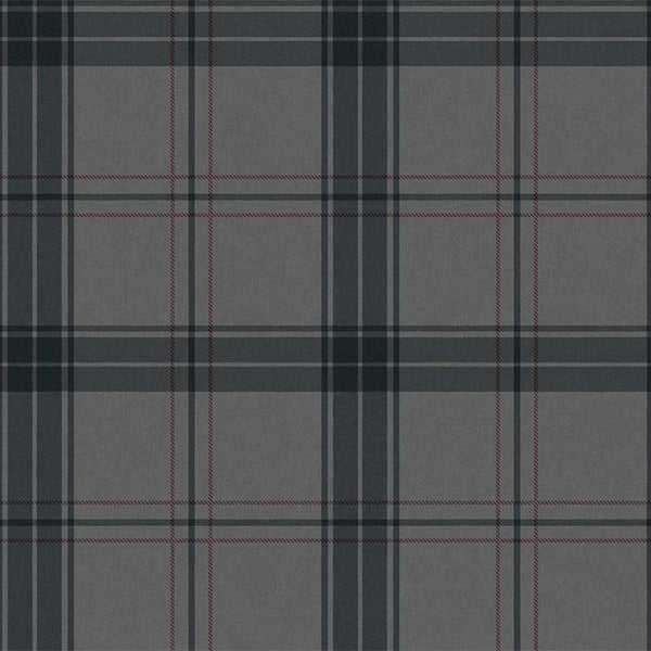 Gray Large Plaid Textured Wallpaper, Tartan Fabric Pattern Classical Modern Non-Pasted Wallcovering - Walloro High End Wallcoverings & More