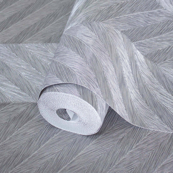 Gray Shiny Chevron Wallpaper, Deep Embossed Luxury Shimmering Geometric Pattern Wall Paper, Large Non - Pasted 114 sq ft Roll - Adawall Wallpaper - Registered Trade Accounts Only, Wallpaper Wholesale Account - 1204-6 - Adawall Wholesale - Wallpaper Wholesaler