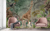 Gray Tropical Forest Theme Wallpaper, Animals Wall Mural, Giraffe, Birds, Leaves, Jungle, Non - Pasted, Large Wall Art, Removable, Nature Theme - Adawall Wallpaper - Registered Trade Accounts Only, Wallpaper Wholesale Account - A312-3 - Adawall Wholesale - Wallpaper Wholesaler
