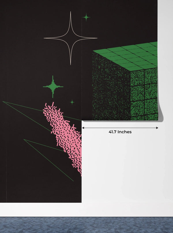 Green Cube Wallpaper, Abstract Geometric Shapes Mural, Oversized Custom Size Wall Art, Non - Woven, Non - Adhesive, Modern Wall Paper, Removable - Adawall Wallpaper - Registered Trade Accounts Only, Wallpaper Wholesale Account - W77630 - Adawall Wholesale - Wallpaper Wholesaler