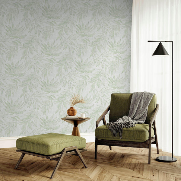 Green Embossed Wallpaper with Floral Patterns Wallpaper, Textured Wallpaper,Natural Wallpaper, Modern & Minimalist Wall Covering,Modern Look Neutral Colors Glittering Wallcovering - Adawall Wallpaper - Registered Trade Accounts Only, Wallpaper Wholesale Account - 24208-2 - Adawall Wholesale - Wallpaper Wholesaler