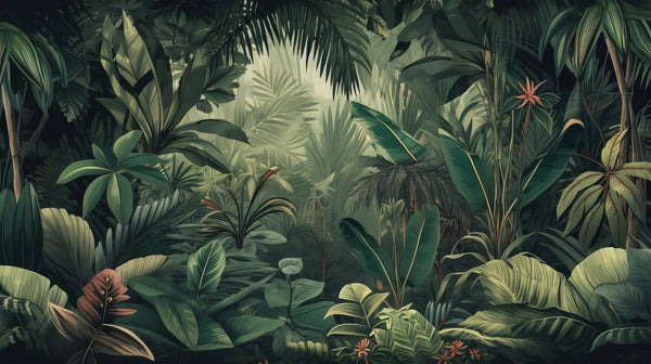 Green Jungle Wallpaper, Tropical Leaves Wall Mural, Oversized Custom Size Wall Art, Non - Woven, Non - Adhesive, Modern Wall Paper, Removable - Adawall Wallpaper - Registered Trade Accounts Only, Wallpaper Wholesale Account - W77478 - Adawall Wholesale - Wallpaper Wholesaler