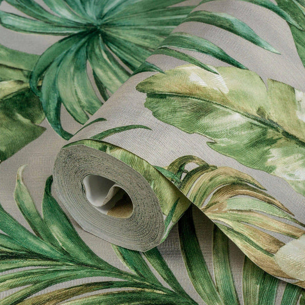 Green Palm Trees Embossed Wallpaper, Rich Textured Wallcovering, Large 114 sq ft Roll, Washable, Sturdy, Plants Leaves Wallpaper, Wall Decor - Adawall Wallpaper - Registered Trade Accounts Only, Wallpaper Wholesale Account - 4714-3 - Adawall Wholesale - Wallpaper Wholesaler