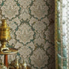 Green Rich Baroque Damask Wallpaper Deep Embossed Shimmering Vintage Design - Walloro High End Wallcoverings & More