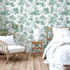 Green Tropical Toile Textured Wallpaper, Stylish Plants Animals Jungle Forest Theme Wallcovering - Adawall Wallpaper - Registered Trade Accounts Only, Wallpaper Wholesale Account - 9909-3 - Adawall Wholesale - Wallpaper Wholesaler