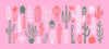Hand Drawn Cactus Wallpaper, Pink Background Mural, Oversized Custom Size Wall Art, Non - Woven, Non - Adhesive, Modern Wall Paper, Removable - Adawall Wallpaper - Registered Trade Accounts Only, Wallpaper Wholesale Account - W78206 - Adawall Wholesale - Wallpaper Wholesaler