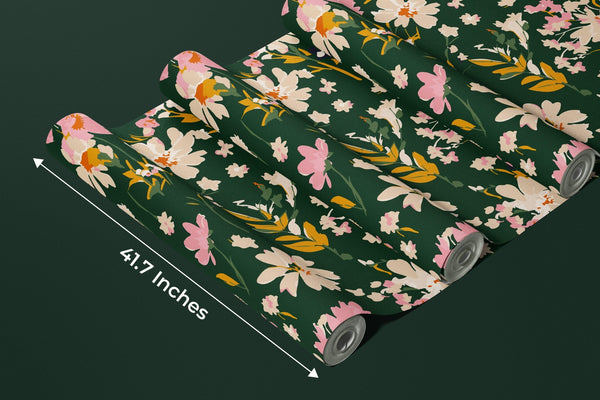 Hand Drawn Floral Wallpaper, Seamless Pattern Mural, Oversized Custom Size Wall Art, Non - Woven, Non - Adhesive, Modern Wall Paper, Removable - Adawall Wallpaper - Registered Trade Accounts Only, Wallpaper Wholesale Account - W78076 - Adawall Wholesale - Wallpaper Wholesaler