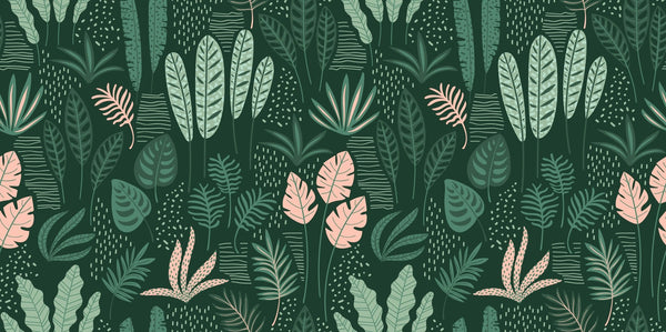 Hand Drawn Tropical Leaves Wallpaper, Seamless Pattern Mural, Oversized Custom Size Wall Art, Non - Woven, Non - Adhesive, Modern Wall Paper, Removable - Adawall Wallpaper - Registered Trade Accounts Only, Wallpaper Wholesale Account - W78026 - Adawall Wholesale - Wallpaper Wholesaler