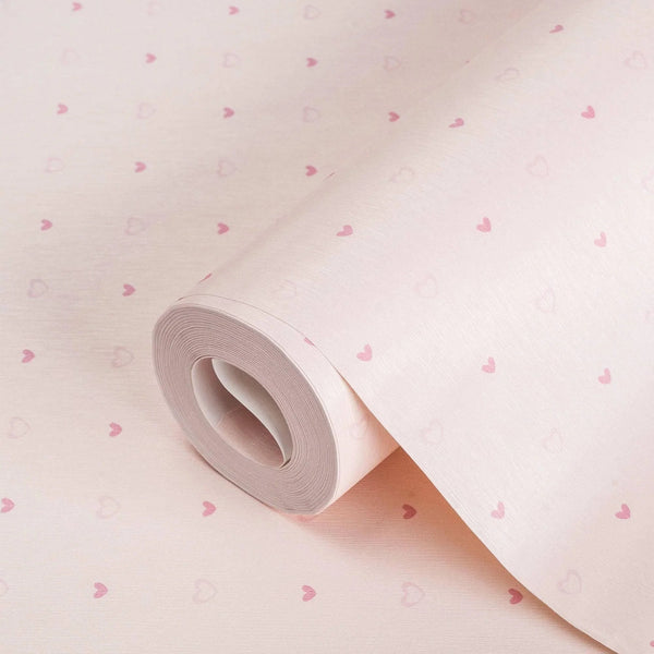 Hearts Girls' Room Textured Wallpaper, Light Pink , Girls Bedroom Wallpaper, Nursery Wallpaper, 114 sq ft, Kids Bathroom Wallpaper, Washable - Adawall Wallpaper - Registered Trade Accounts Only, Wallpaper Wholesale Account - 8933-2 - Adawall Wholesale - Wallpaper Wholesaler