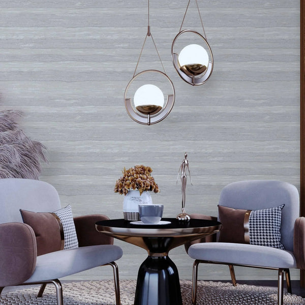 Horizontal Striped Wallpaper, Silver Shiny Glossy Luxry Non-Woven Wallcovering, Non-Woven, Non-Pasted - Walloro High End Wallcoverings & More