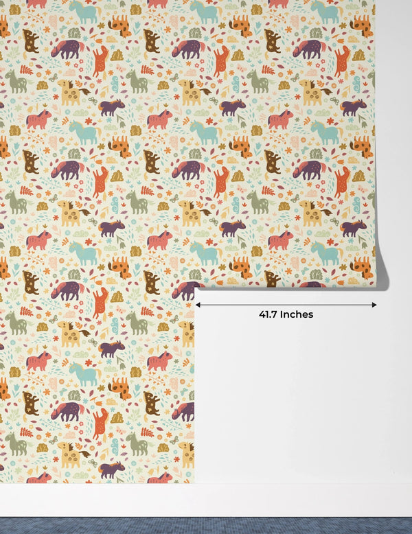 Horses, Clouds, Flowers Wallpaper, Sweet Seamless Pattern Mural, Oversized Custom Size Wall Art, Non - Woven, Non - Adhesive, Modern Wall Paper, Removable - Adawall Wallpaper - Registered Trade Accounts Only, Wallpaper Wholesale Account - W77539 - Adawall Wholesale - Wallpaper Wholesaler