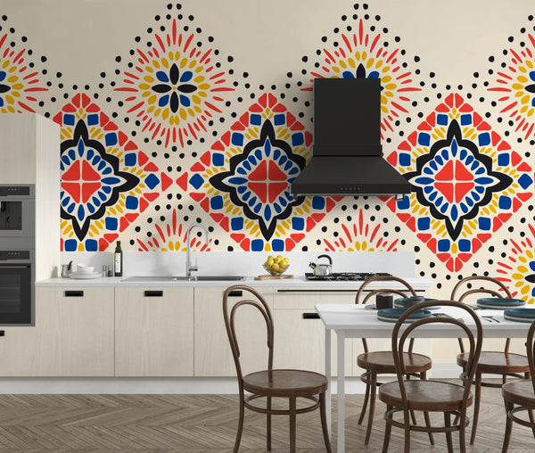 Ikat Colorful Wallpaper, Seamless Pattern Mural, Oversized Custom Size Wall Art, Non - Woven, Non - Adhesive, Modern Wall Paper, Removable - Adawall Wallpaper - Registered Trade Accounts Only, Wallpaper Wholesale Account - W77676 - Adawall Wholesale - Wallpaper Wholesaler