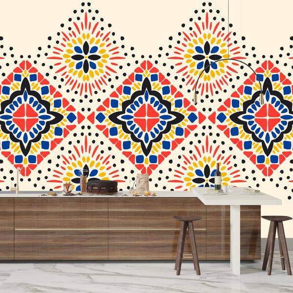 Ikat Colorful Wallpaper, Seamless Pattern Mural, Oversized Custom Size Wall Art, Non - Woven, Non - Adhesive, Modern Wall Paper, Removable - Adawall Wallpaper - Registered Trade Accounts Only, Wallpaper Wholesale Account - W77676 - Adawall Wholesale - Wallpaper Wholesaler