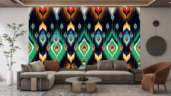 Ikat Ethnic Wallpaper, Abstract Mexican Mural, Oversized Custom Size Wall Art, Non - Woven, Non - Adhesive, Modern Wall Paper, Removable - Adawall Wallpaper - Registered Trade Accounts Only, Wallpaper Wholesale Account - W77871 - Adawall Wholesale - Wallpaper Wholesaler