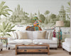 Indian Elephant Scene Wallpaper, Early Morning of India Historical Wall Mural, Green Custom Size Wall Covering, Non - Woven, Non - Pasted, Removable - Adawall Wallpaper - Registered Trade Accounts Only, Wallpaper Wholesale Account - t_FJ309-2 - Adawall Wholesale - Wallpaper Wholesaler