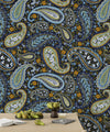 Indian Floral Pattern Wallpaper, Dark Background Mural, Oversized Custom Size Wall Art, Non - Woven, Non - Adhesive, Modern Wall Paper, Removable - Adawall Wallpaper - Registered Trade Accounts Only, Wallpaper Wholesale Account - W77530 - Adawall Wholesale - Wallpaper Wholesaler