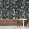 Indian Floral Pattern Wallpaper, Dark Background Mural, Oversized Custom Size Wall Art, Non - Woven, Non - Adhesive, Modern Wall Paper, Removable - Adawall Wallpaper - Registered Trade Accounts Only, Wallpaper Wholesale Account - W77530 - Adawall Wholesale - Wallpaper Wholesaler