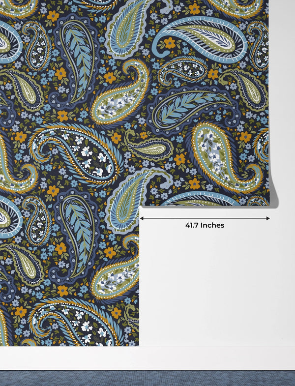 Indian Floral Pattern Wallpaper, Dark Background Mural, Oversized Custom Size Wall Art, Non - Woven, Non - Adhesive, Modern Wall Paper, Removable - Adawall Wallpaper - Registered Trade Accounts Only, Wallpaper Wholesale Account - W77530 - Adawall Wholesale - Wallpaper Wholesaler