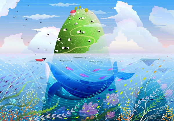 Island in the Ocean Wallpaper, Green Hill Mural, Oversized Custom Size Wall Art, Non - Woven, Non - Adhesive, Modern Wall Paper, Removable - Adawall Wallpaper - Registered Trade Accounts Only, Wallpaper Wholesale Account - W78131 - Adawall Wholesale - Wallpaper Wholesaler