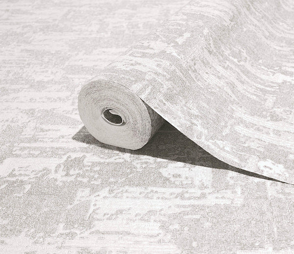 Ivory Distressed Solid Color Wallpaper, 3D Embossed Shiny Wallcovering, Weathered Effect - Walloro High End Wallcoverings & More