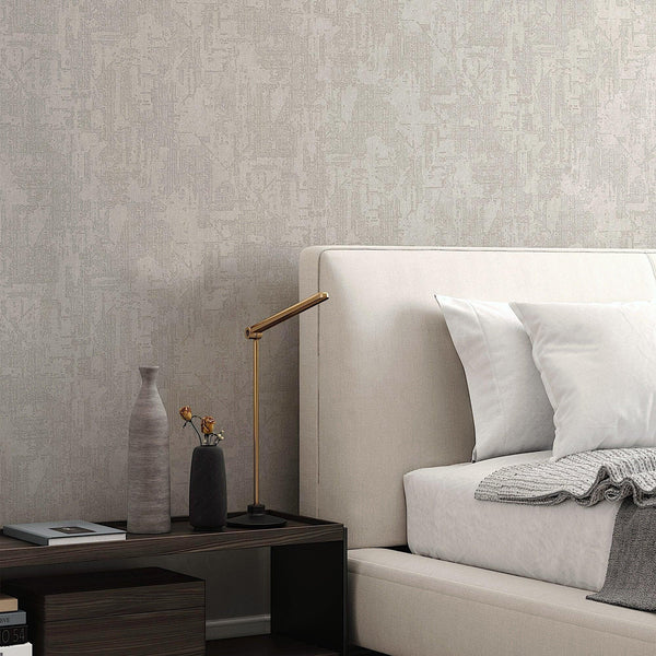 Ivory Distressed Solid Color Wallpaper, 3D Embossed Shiny Wallcovering, Weathered Effect - Walloro High End Wallcoverings & More