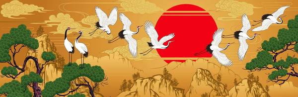 Japanese Landscape Wallpaper, Cranes Mural, Oversized Custom Size Wall Art, Non - Woven, Non - Adhesive, Modern Wall Paper, Removable - Adawall Wallpaper - Registered Trade Accounts Only, Wallpaper Wholesale Account - W77696 - Adawall Wholesale - Wallpaper Wholesaler