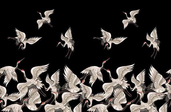 Japanese White Cranes Wallpaper, Seamless Pattern Mural, Oversized Custom Size Wall Art, Non - Woven, Non - Adhesive, Modern Wall Paper, Removable - Adawall Wallpaper - Registered Trade Accounts Only, Wallpaper Wholesale Account - W77686 - Adawall Wholesale - Wallpaper Wholesaler