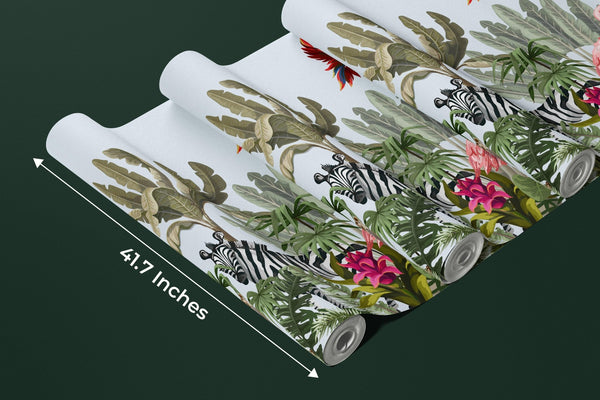 Jungle Animals Wallpaper, Flowers Mural, Oversized Custom Size Wall Art, Non - Woven, Non - Adhesive, Modern Wall Paper, Removable - Adawall Wallpaper - Registered Trade Accounts Only, Wallpaper Wholesale Account - W77660 - Adawall Wholesale - Wallpaper Wholesaler