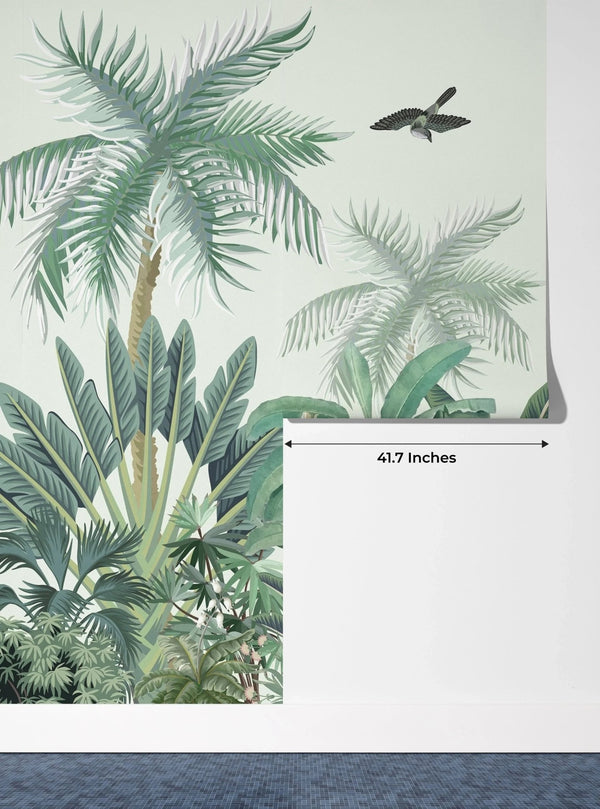 Jungle Palms Wallpaper, Birds Mural, Oversized Custom Size Wall Art, Non - Woven, Non - Adhesive, Modern Wall Paper, Removable - Adawall Wallpaper - Registered Trade Accounts Only, Wallpaper Wholesale Account - W77776 - Adawall Wholesale - Wallpaper Wholesaler