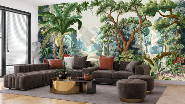 Jungle Wallpaper, Tropical Plants Mural, Oversized Custom Size Wall Art, Non - Woven, Non - Adhesive, Modern Wall Paper, Removable - Adawall Wallpaper - Registered Trade Accounts Only, Wallpaper Wholesale Account - W77686 - Adawall Wholesale - Wallpaper Wholesaler