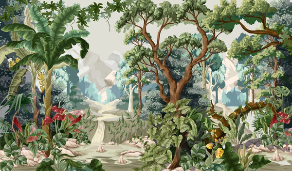 Jungle Wallpaper, Tropical Plants Mural, Oversized Custom Size Wall Art, Non - Woven, Non - Adhesive, Modern Wall Paper, Removable - Adawall Wallpaper - Registered Trade Accounts Only, Wallpaper Wholesale Account - W77686 - Adawall Wholesale - Wallpaper Wholesaler