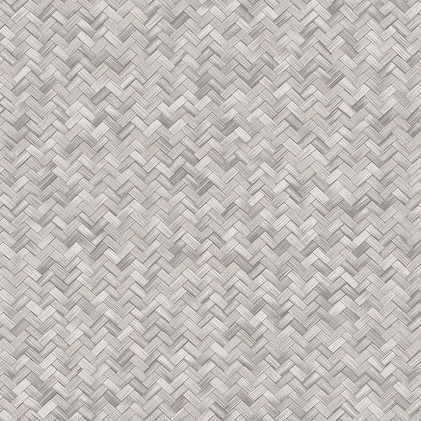 Jute Basket Weave Chevron Wallpaper, Gray 3D Deep Embossed Non-Woven Braided Geometric Pattern - Walloro High End Wallcoverings & More