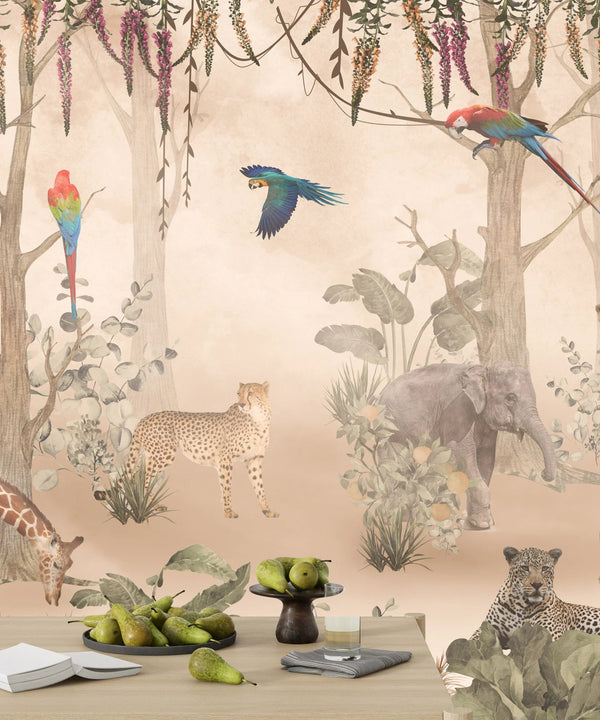 Kids Animals Wallpaper, Forest Mural, Oversized Custom Size Wall Art, Non - Woven, Non - Adhesive, Modern Wall Paper, Removable - Adawall Wallpaper - Registered Trade Accounts Only, Wallpaper Wholesale Account - W77998 - Adawall Wholesale - Wallpaper Wholesaler