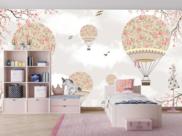 Kids Balloons Wallpaper, Tree Branches Mural, Oversized Custom Size Wall Art, Non - Woven, Non - Adhesive, Modern Wall Paper, Removable - Adawall Wallpaper - Registered Trade Accounts Only, Wallpaper Wholesale Account - W77833 - Adawall Wholesale - Wallpaper Wholesaler