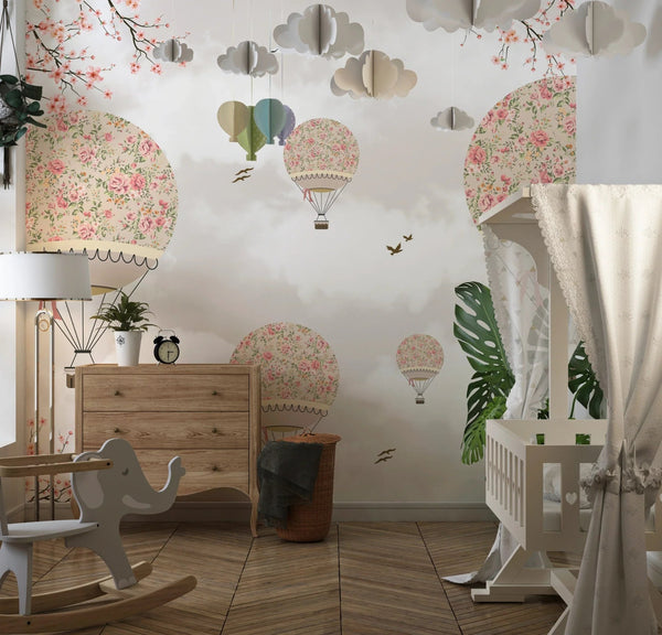 Kids Balloons Wallpaper, Tree Branches Mural, Oversized Custom Size Wall Art, Non - Woven, Non - Adhesive, Modern Wall Paper, Removable - Adawall Wallpaper - Registered Trade Accounts Only, Wallpaper Wholesale Account - W77833 - Adawall Wholesale - Wallpaper Wholesaler