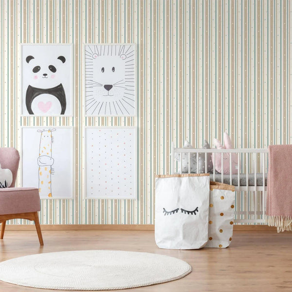 Kids Room Striped Textured Wallpaper, Colorful, Boys Girls Bedroom Wallpaper, Nursery Wallpaper, 114 sq ft Roll, Kids Bathroom Wallpaper - Walloro High End Wallcoverings & More