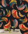 Abstract Bananas Wallpaper, Seamless Pattern Mural, Oversized Custom Size Wall Art, Non-Woven, Non-Adhesive, Modern Wall Paper, Removable