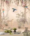 Kids Animals Wallpaper, Forest Mural, Oversized Custom Size Wall Art, Non-Woven, Non-Adhesive, Modern Wall Paper, Removable