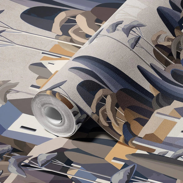 Landscape Wall Mural Houses Cityscape Stylish Wallpaper, Gray Oversized Custom Size Wall Covering, Non - Woven, Non - Adhesive, Modern Large Art - Adawall Wallpaper - Registered Trade Accounts Only, Wallpaper Wholesale Account - SE318-2 - Adawall Wholesale - Wallpaper Wholesaler