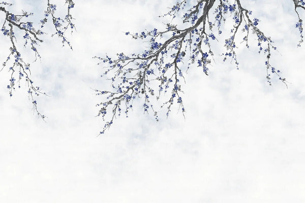 Large Blossom Tree Wallpaper, Blue Chinoiserie Nature Flowers Wall Mural, Custom Size Wall Covering, Non - Woven, Non - Pasted, Removable, Washable, Floral Art - Adawall Wallpaper - Registered Trade Accounts Only, Wallpaper Wholesale Account - FJ302-2 - Adawall Wholesale - Wallpaper Wholesaler