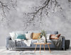 Large Blossom Tree Wallpaper, Gray Chinoiserie Nature Flowers Wall Mural, Custom Size Wall Covering, Non-Woven, Non-Pasted, Removable, Washable, Floral Art - Walloro High End Wallcoverings & More
