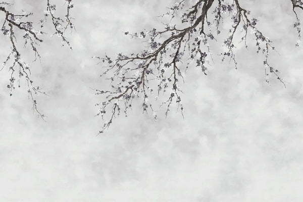 Large Blossom Tree Wallpaper, Gray Chinoiserie Nature Flowers Wall Mural, Custom Size Wall Covering, Non - Woven, Non - Pasted, Removable, Washable, Floral Art - Adawall Wallpaper - Registered Trade Accounts Only, Wallpaper Wholesale Account - FJ302-3 - Adawall Wholesale - Wallpaper Wholesaler