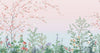 Large Chinoiserie Blossom Floral Wallpaper, Pink Ombre Flowers Birds Wall Mural, Custom Size Wall Covering, Non-Woven, Non-Pasted, Removable - Walloro High End Wallcoverings & More