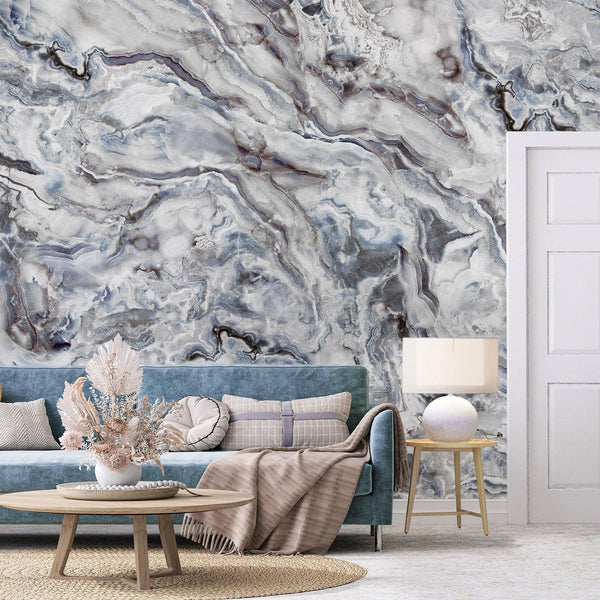 Large Marble Wall Mural, Marbled Wall Paper, Oversized Silver Wall Art, Non - Woven, Non - Pasted, Removable, Large Abstract Wall Print Art - Adawall Wallpaper - Registered Trade Accounts Only, Wallpaper Wholesale Account - FJ319-2 - Adawall Wholesale - Wallpaper Wholesaler