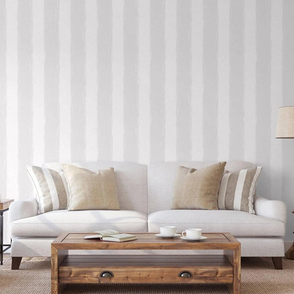 Large Striped Wallpaper, Rich Textured Wallcovering, Traditional, White Light Color, Extra Large 114 sq ft Roll, Washable Modern Wall Paper - Adawall Wallpaper - Registered Trade Accounts Only, Wallpaper Wholesale Account - 4709-1 - Adawall Wholesale - Wallpaper Wholesaler