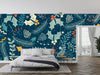 Leaves and Berries, Dark Blue Background Wallpaper, Seamless Pattern Mural, Oversized Custom Size Wall Art, Non - Woven, Non - Adhesive, Modern Wall Paper, Removable - Adawall Wallpaper - Registered Trade Accounts Only, Wallpaper Wholesale Account - W78034 - Adawall Wholesale - Wallpaper Wholesaler