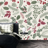 Leaves and Berries Wallpaper, Seamless Pattern Mural, Oversized Custom Size Wall Art, Non - Woven, Non - Adhesive, Modern Wall Paper, Removable - Adawall Wallpaper - Registered Trade Accounts Only, Wallpaper Wholesale Account - W78029 - Adawall Wholesale - Wallpaper Wholesaler