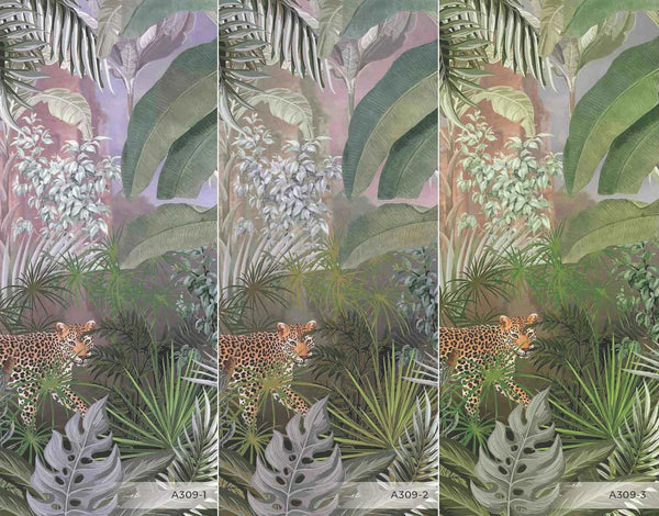 Leopard Jungle Wall Mural, Brown Tropical Parrot Wall Mural, Bedroom, Living Room, Non - Pasted, Extra Large Wall Print, Removable, Forest, Palm Trees - Adawall Wallpaper - Registered Trade Accounts Only, Wallpaper Wholesale Account - A309-3 - Adawall Wholesale - Wallpaper Wholesaler