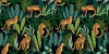 Leopards, Tropical Leaves Wallpaper, Seamless Pattern Mural, Oversized Custom Size Wall Art, Non - Woven, Non - Adhesive, Modern Wall Paper, Removable - Adawall Wallpaper - Registered Trade Accounts Only, Wallpaper Wholesale Account - W78025 - Adawall Wholesale - Wallpaper Wholesaler