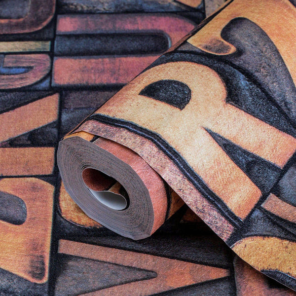 Letters Wallpaper, Rich Textured Wallcovering, Traditional, Red Yellow, Extra Large 114 sq ft Roll, Washable, Alphabet Wallpaper, Sturdy - Adawall Wallpaper - Registered Trade Accounts Only, Wallpaper Wholesale Account - 4704-4 - Adawall Wholesale - Wallpaper Wholesaler